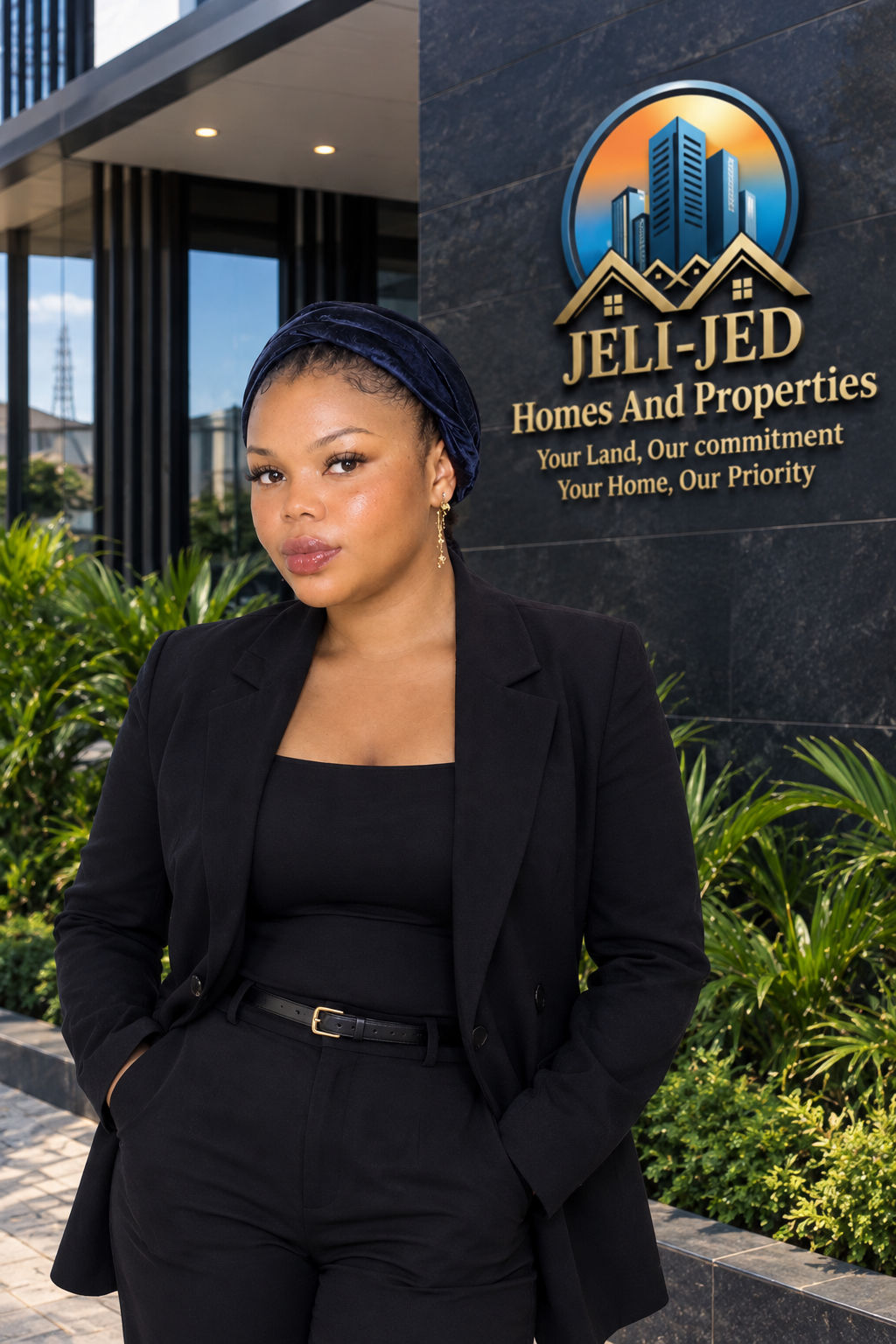 Pamela Brown Polycarp, Project Manager of Jeli-Jed Properties, at her desk